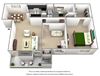 A4 1 bedroom floor plan with den 1 bedroom floor plan with den at The Willows on Rosemeade, Dallas, Texas 75287